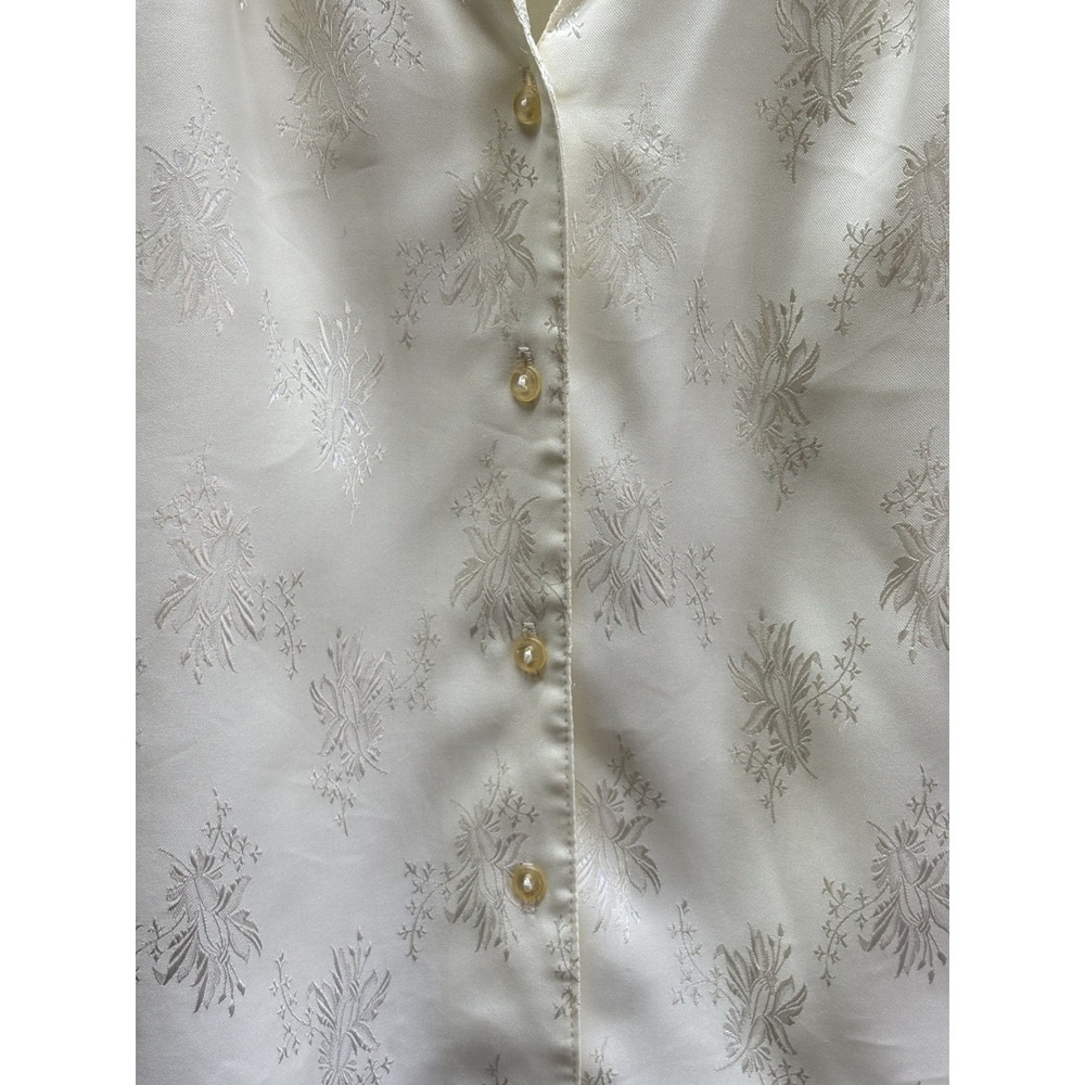 Vintage Ivory Jacquard Blouse Cottagecore Romantic‎ Boho Long Sleeve You Babes - Picture 4 of 16